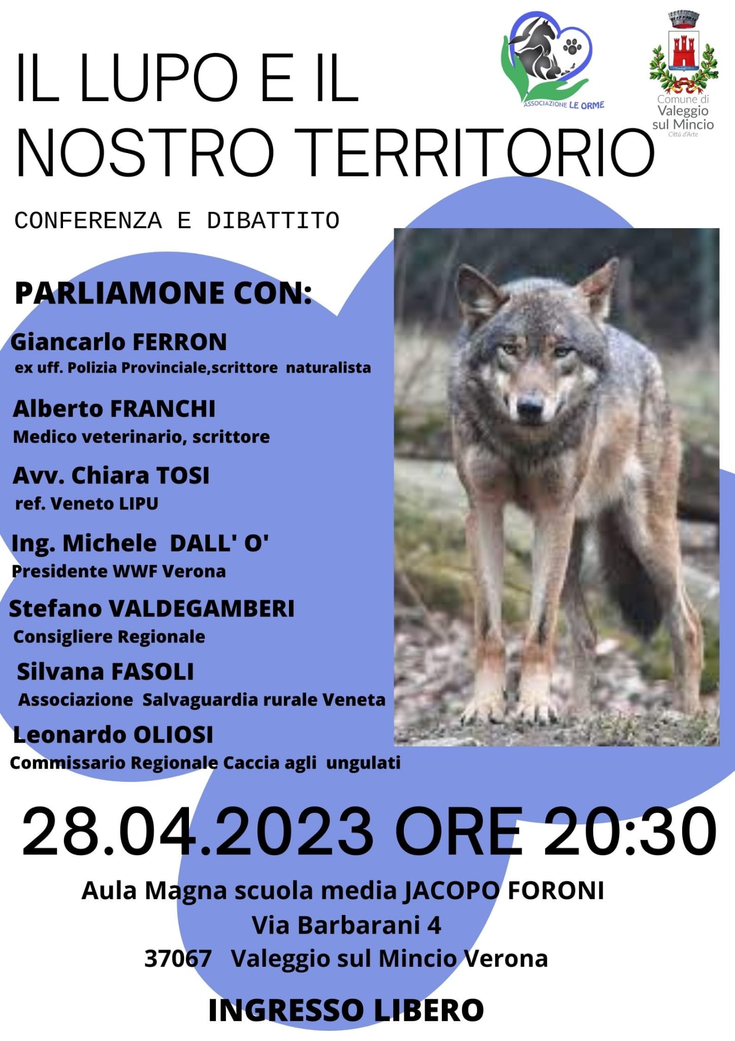 Locandina per l'evento "Il lupo e il nostro territorio"