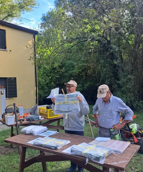 Volontari alla giornata di segnaletica e manutenzione all'Oasi del Busatello